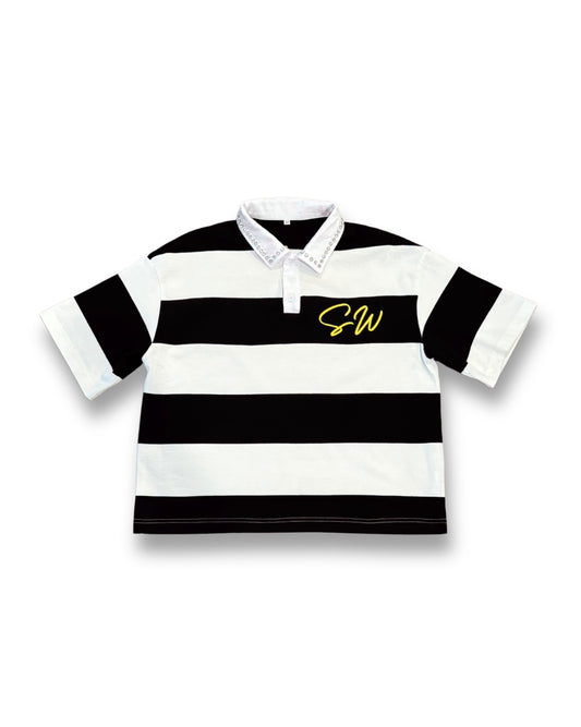 BLACK STRIPED POLO